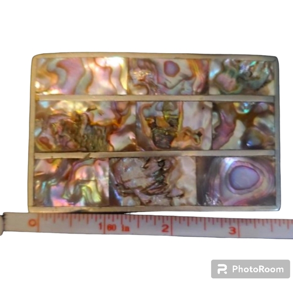 Vintage Mexican Silver Abalone Inlay Belt Buckle - Picture 2 of 5
